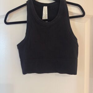 ALO Yoga Black Ribbed Racerback Crop Top